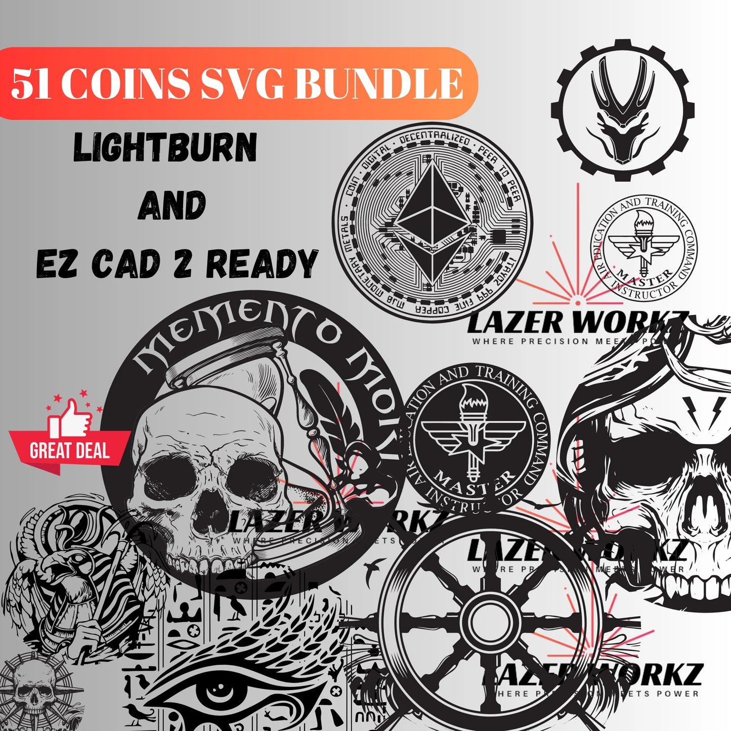 51 Coin SVG Fiber Laser Design Bundle