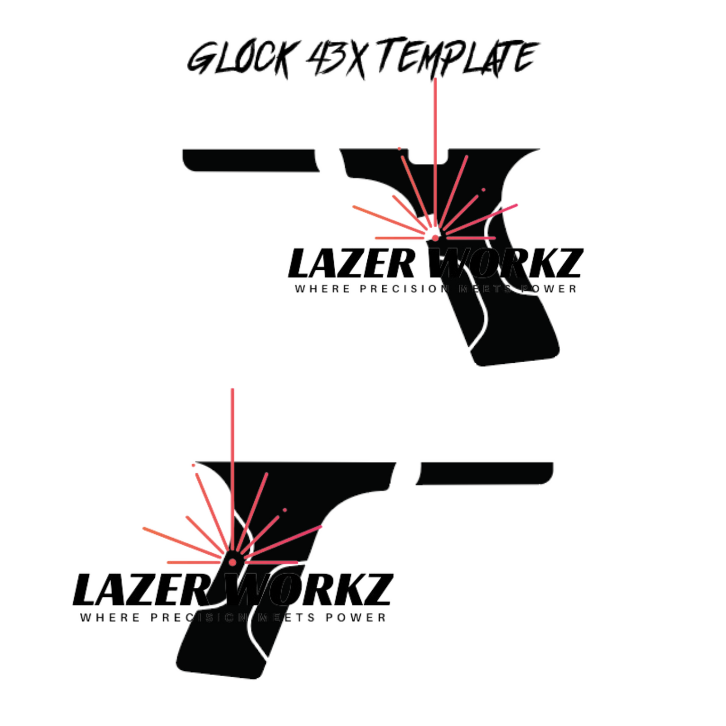 Glock 43X Dual Blank Template Design Lightburn and EZCad 2 etc Ready