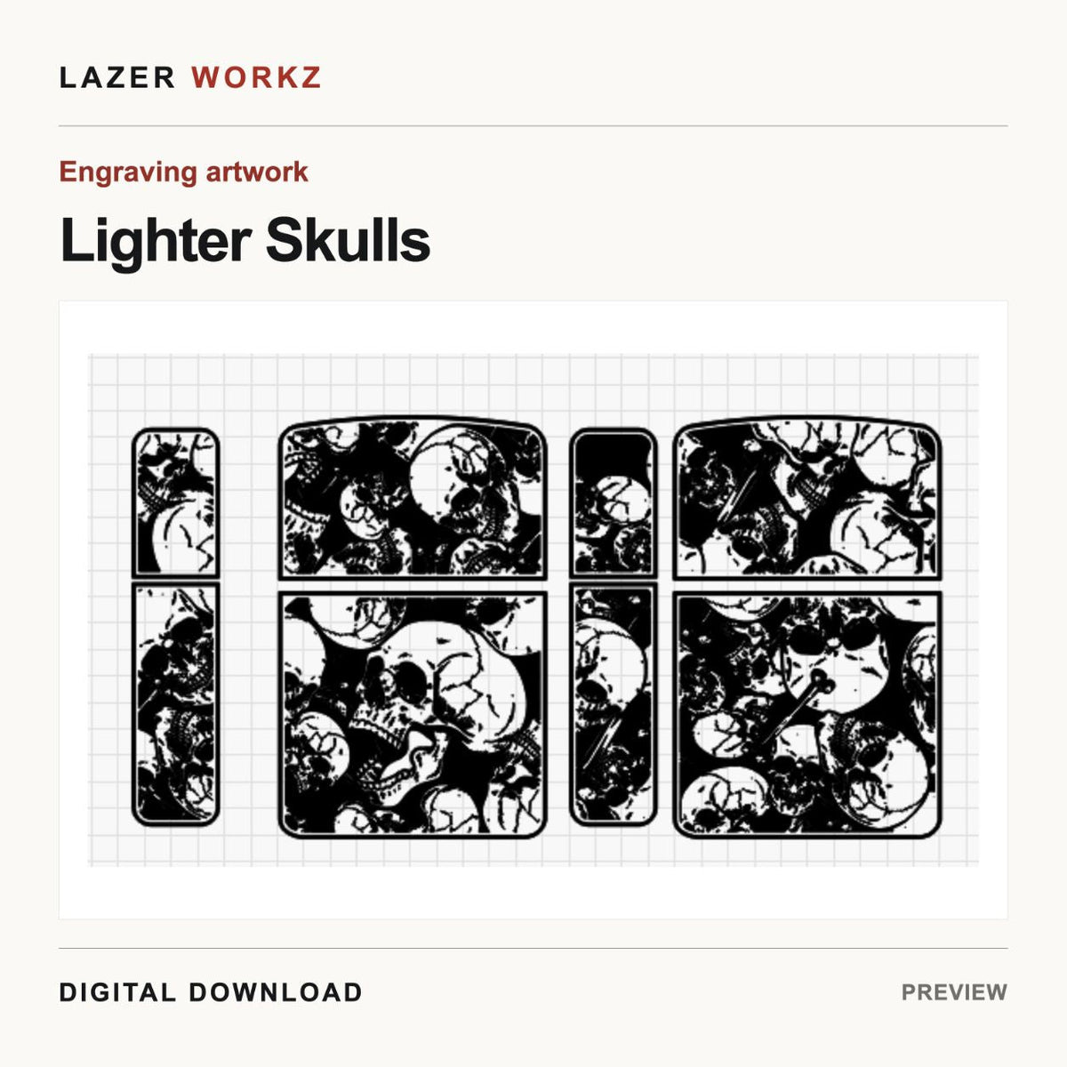 Lighter Skulls digital engraving design cover