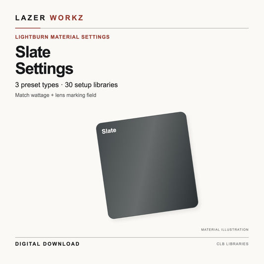 Slate Settings for LightBurn — 30 Setup Libraries — digital download cover