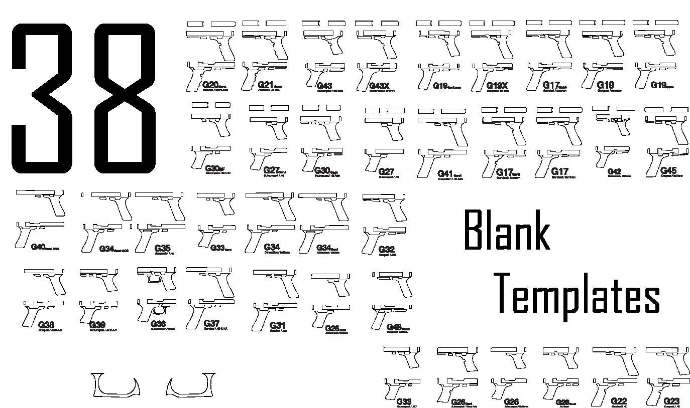 Glock Template Bundle - 38 Blank Templates -Digital File for Silhouette, Cricut, and Lightburn and more!