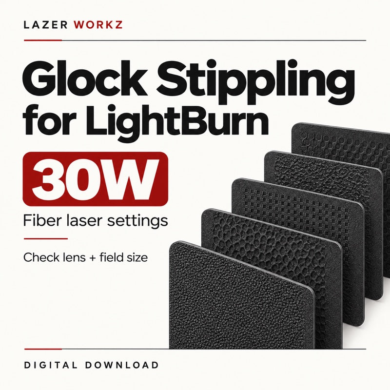 30W stippling settings for LightBurn — illustrative texture cover